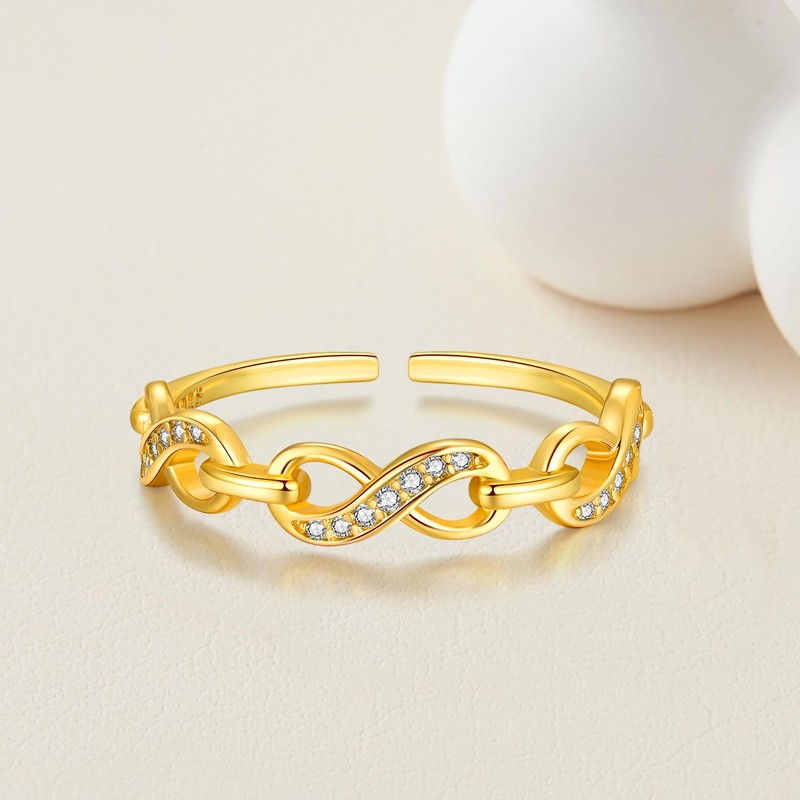 Sterling Silver 925 Infinity Ring for Women, Open Anxiety Ring