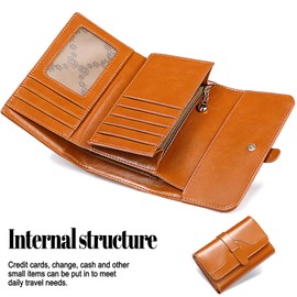 Women's Small PU Leather Purse Women's Small Many Compartments with Coin Compartment Purse Small Women's with RFID Protection Purse Women's Small, orange, Modern