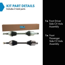 TRQ Front Left and Right CV Axle Assembly Set 2 Piece Compatible with 11-16 Chrysler Town and Country 09-10 Town and Country V6 4.0L 11-20 Dodge Grand Caravan 12-15 Ram CV 11-14 Volkswagen Routan
