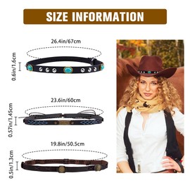 SUPERFINDINGS Imitation Leather Cowboy Hat Band Southwestern Ethnic Western Hat Belts Band Cowboy Hat Band Replacement, Black, 175mm-1270mm