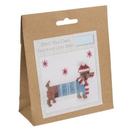 Trimits Mini Counted Cross Stitch Kits, 13 x 13cm (5 x 5in), Christmas Dachshund