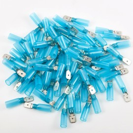 Chanzon UL Listed Heat Shrink Male Spade Wire Connectors 1/4" 16-14AWG Gauge Crimp Quick Disconnect Electrical Wiring Terminals 80pcs Blue Waterproof for Automotive Marine Home Projects Boat Car