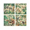 Vintage Jungle Ceramic Coaster Set - Exotic Safari Elephant Monkey