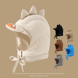 Kids' Padded Winter Balaclava with Earflaps LF2831 - Free Size (Head Circumference 50-56cm) Ages 2-15) Khaki 3ea