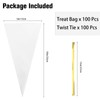 100 Pieces Cone Shaped Treat Bags, Cone Shaped Cellophane Treat