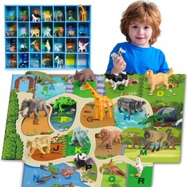SnapGlowz Farm Animal Toys, Animal Figures Alphabet Learning Toys for Toddlers 3-9 Matching & Sorting Montessori 26 Pcs Alphabet for 3-8 Year Old