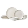 Ceramic Dinnerware 12 Pieces glazed cream white Dinner Set,Plates Pasta