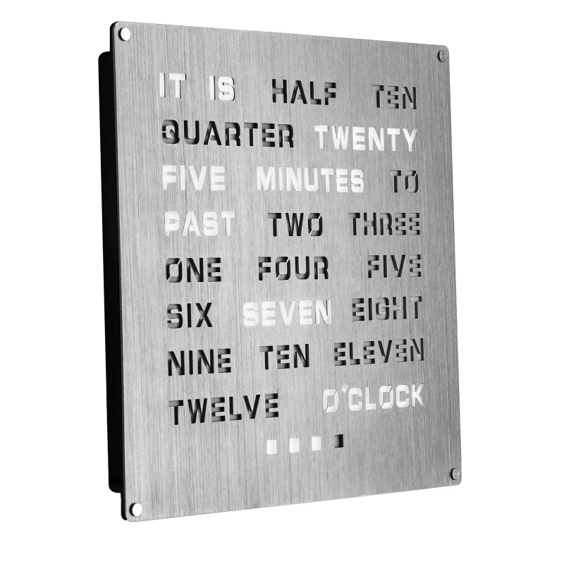Tech Tools Light Up Aluminum Word Clock - Large 12"