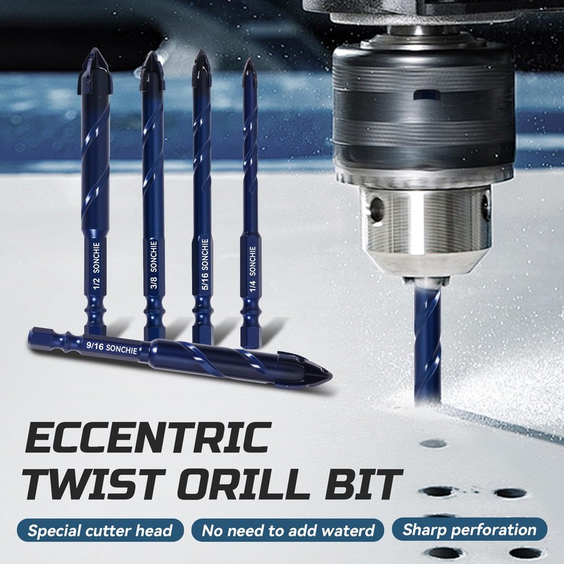 Upgraded SONCHIE Serrated Masonry Drill Bit Set - 1/4 to