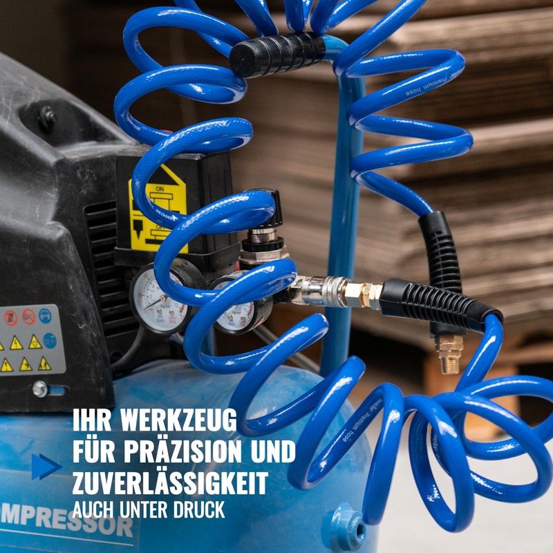 Poppstar Compressed Air Spiral Hose 5 m with Diameter 8