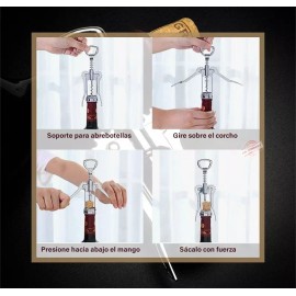 J.H. Company Sacacorchos Destapador Descorchador Multifuncional Vino 8352 Color Rojo