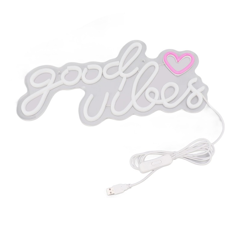 Neon Sign Good Vibes LED Light Acrylic USB Powered Wall