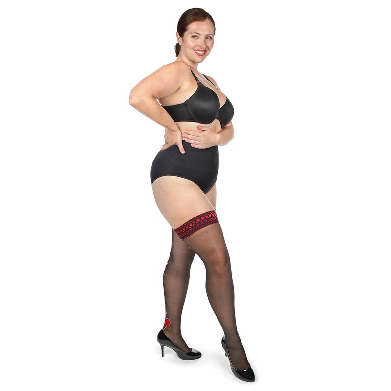 LoveMoi Women's Queen Of Hearts Backseam 20 Denier Sheer Thigh