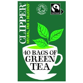 Clipper Organic Pure Green Tea Bags | Box of 40 Teabags | Organic Tea for Home & Office | Eco-Conscious, Fair Trade Tea | Natural, Unbleached, Plant-Based, Compostable & Biodegradable Tea Bags