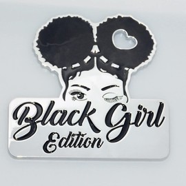 1x Black Girl Edition Emblem 3D Fender Badge Car Truck Sticker Decal Fit for Universal Car Truck SUV (Chrome Black)