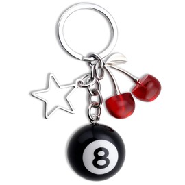 Ikacvb 8 Ball Keychain Accessories Cherry Charms Funny Keychains For Women Men Small Bag Charms Pendant Pool Magic 8 Ball Key Chain