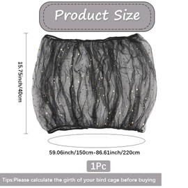 CREATCABIN Schwarze Vogelkäfig Abdeckung Vogelkäfig Samenfänger Schutznetz Abdeckung Verstellbar Sterne Mond Papageienkäfig Netz Abdeckung Gaze Universell Luftig Dehnbar Rock Für Runde 150-220x40cm