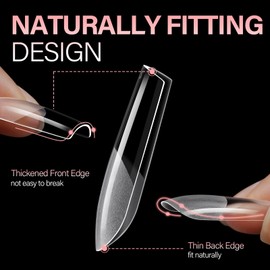 AILLSA Medium Square Nail Tips Soft Gel Full Cover Half Matte Nail Tips Clear Gelly Pre-Shaped Nail Tips Press On False Nail Tips Extension for Home DIY Manicure Salon 216PCS 12 Sizes