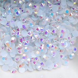 Flatback Rhinestones Round Gems for Nails Art and Crafts 620Pcs SS30 6mm AB Crystals Glitter Stone DIY Bags Clothes Shoes (White AB)