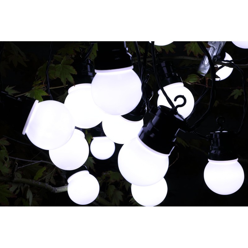 Noma 20 White Traditional Festoon Lights with Black Cable ,