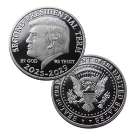 2025-2029 Trump Commemorative Coin Metal Silvery Color Coin Gift 40mm