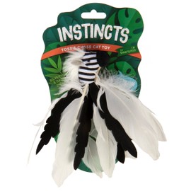 SmartyKat Instincts HappyNip Zingy Zebra Feathered Toss & Chase Interactive Cat Toy, Contains Catnip & Silvervine - White/Black, One Size