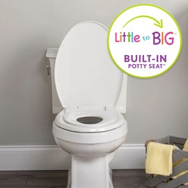 Little2Big Toilet Seat with Built-In Toddler Potty Training Seat, Slow Close, Easy to Install, Made in USA, ROUND, White