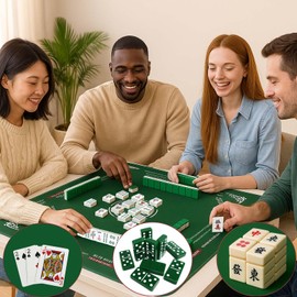 Mahjong Mat 31.5"x31.5" Noise Reduction, Anti-Slip Table Cover, Mahjong Tablecloth for Poker, Card,Domino Games – Portable with Carry Bag