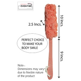 Evohome® Luxury Bathing Loofah Exfoliating Scrub Soft Sponge With Handle For Body And Back Scrubber Brush Bath Puff For Men & Women Bathing Sponge (Baby Pink, Set Of 1)