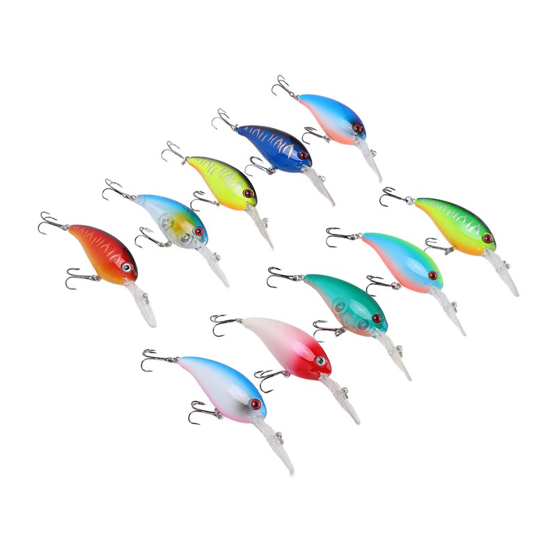 10Pcs Artificial Crankbait 3D Fishing Bait Fishing Accesories for Bass