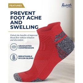 Pembrook Ankle Compression Socks for Women & Men - 4 Pairs | Compression Socks Ankle | Compression Running Socks for Women | Plantar Fasciitis Socks Women | Neon Colors WMelon