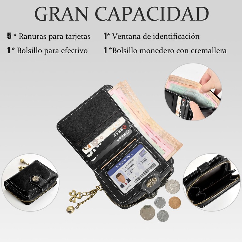 SYCYKA Cartera de Poliuretano para Mujer, Monedero Pequeña con Protección