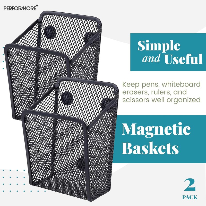 Magnetic Mesh Pencil Holder Set | Heavy-Duty Steel Organizers for