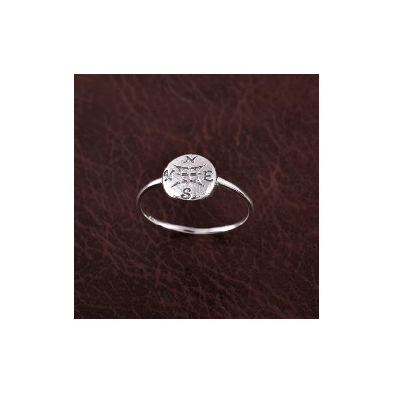 Compass Ring .925 Sterling Silver Plated Ring Nautical Directional (8)
