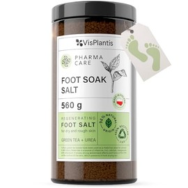Vis Plantis Foot Soak for Hard Skin and Calluses with Green Tea, Urea and Calendula - 560g Regenerating Foot Spa Soak Salt for Sore Muscle, Tired & Heavy Legs - Rough Feet Moisturiser and Deodorizer