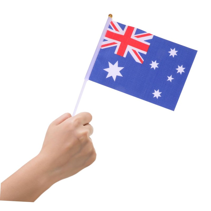 GRIRIW Australia Flag Mini Stick Flags 50 Pack Hand Held