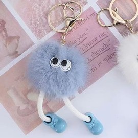 88flix Cute Keychain, Mofumofu Soft Plush Key Holder, Bag Charm, Smartphone Charm, Comical, Character, gray
