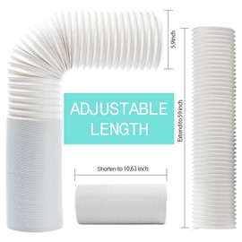 Portable AC Window Kit with Exhaust Hose, Air Conditioners Kits Parts Adjustable Window Seals for Sliding Window, Vertical Sliding AC Vent Kit with 5.9” Round Coupler