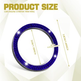 HEVLE Crystal Rhinestone Engine Start Decals, Push to Start Button Cover, Key Ignition Knob Bling Ring, Bling Car Accessories for Women