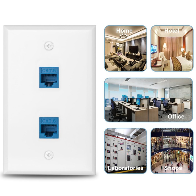 Ethernet Wall Plate Cat6 2 Port Keystone Jack Wall Plate