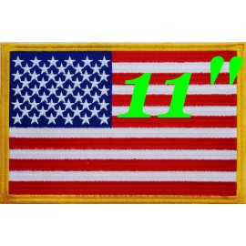 DEURA US USA AMERICAN FLAG 11 inch Tactical Morale MOTORCYCLE BIKER GOLD PATCH IRON-ON
