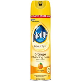 Pledge Multisurface Furniture Polish Spray, Works on Wood, Granite, and Leather, Shines and Protects, Orange, 9.7 oz - Pack of 12