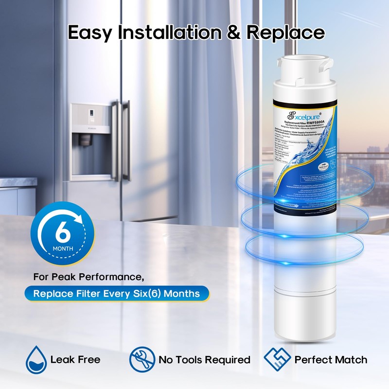 EXCELPURE Refrigerator Water Filter Compatible with Frigidaire EPTWFU01, EWF02, Pure