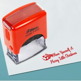 Printtoo Have Yourself A Merry Little Christmas Self Inking Rubber Stamp Pre,Inked Office Stamp, Home Office Business Stationery, 38 x 14 mm, Red