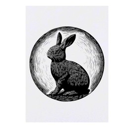 'Rabbit Sitting' Temporary Tattoo - Water Resistant, Skin-Safe, Non-Toxic Transfer (TO00079127)