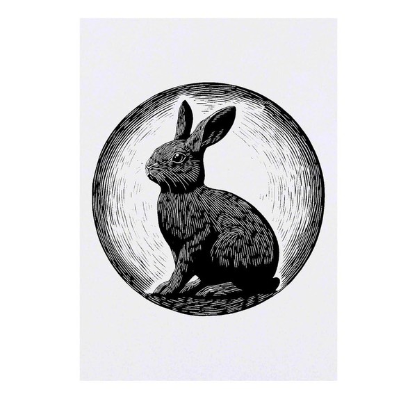 'Rabbit Sitting' Temporary Tattoo - Water Resistant, Skin-Safe, Non-Toxic Transfer