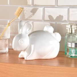3 PAGEN® Rabbit Cotton Pad Storage - Decorative and Practical at the same time - Cotton Buds, Hair Bobbles or Soap Container - Bathroom Organiser - Decorative Element and Organiser in One