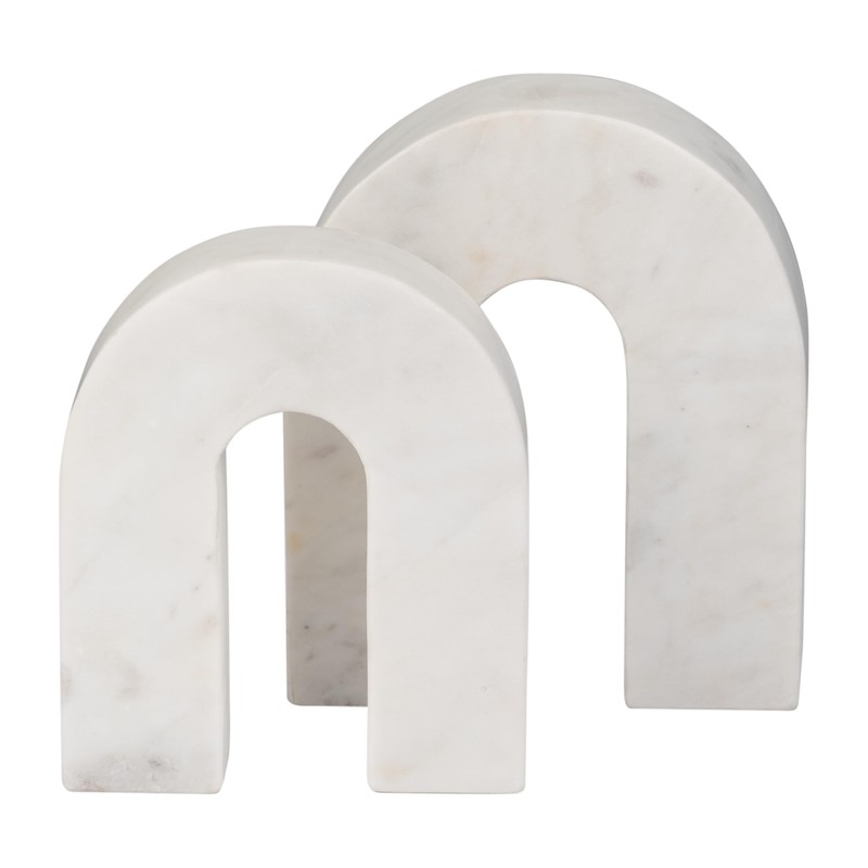 Sagebrook Home Marble, 6" H Horseshoe Tabletop Decor White, Horseshoe,