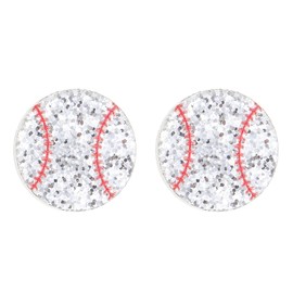 Sports Earring Glitter Acrylic Volleyball Baseball Basketball Football Rugby Stud Earrings for Women Sport Fans Jewelry-baseball