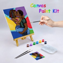 Nuberlic Pre Drawn Canvas Paint Kit Sip and Paint Party 8x10 Canvas Painting Kit Valentine's Day Birthday Gift Couple Love Theme Painting Kit DIY Paint Party Favor